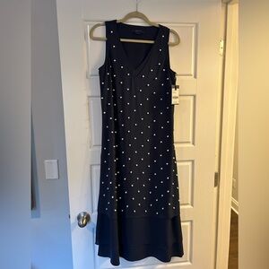 NWT Worth Collection (W) navy dress with pearl embellishments.